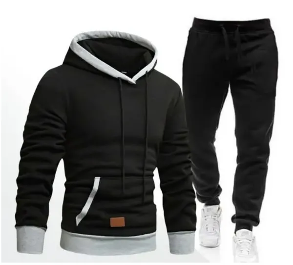 2 Piece Men's Black Hoodie and Sweatpant Sets